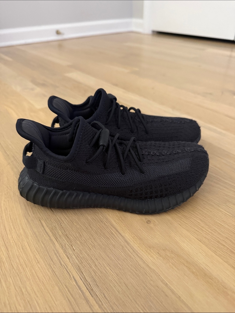 Yeezy Kids Triple Black Knit Sneakers